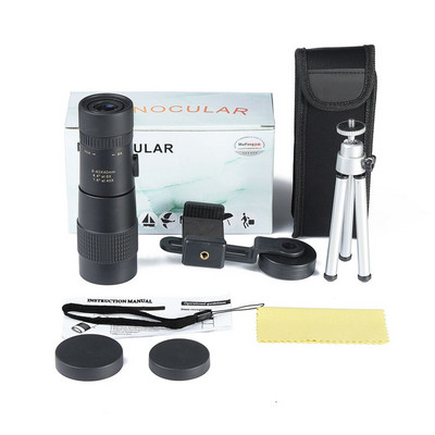 Monokuliarus 8-40x40 kompaktiškas teleskopinis teleskopinis priartinimas vandeniui atsparus Bak4 profesionalus Ed stiklas su trikojo mobiliojo telefono laikikliu