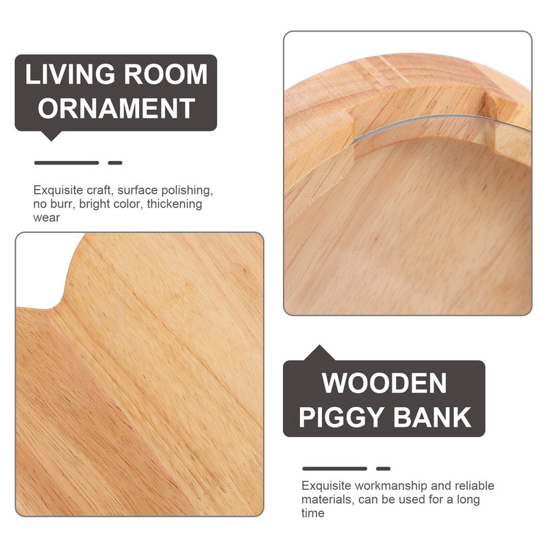 Bancă Bani Gy Cutie pentru monede Copii Economii din lemn Borcan Oală din lemn Bănci Depozitare clară Fond personalizat Cartooncase Invitat