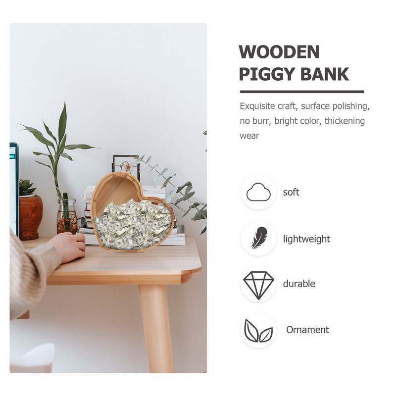 Bancă Bani Gy Cutie pentru monede Copii Economii din lemn Borcan Oală din lemn Bănci Depozitare clară Fond personalizat Cartooncase Invitat