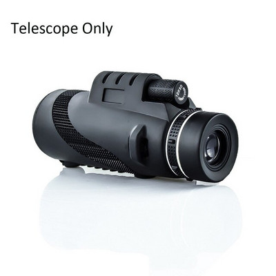 Teleskopas monokulis 40x60 mastelio keitimas monokuliariniai žiūronai, aiškus, silpnas naktinio matymo kišeninis teleskopas su išmaniojo telefono laikikliu.