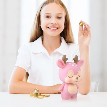 Bank Piggy Deer Money Boxcute Kidsplastic Girls Κατάθεση για ενήλικες Unbreakable Child Organizer Κάτοχοι αποθήκευσης ζώων κινουμένων σχεδίων