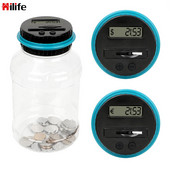 Piggy Bank akkumulátorral működő digitális LCD képernyő automatikus számlálóval 1,8 l USD EURO ABS pénztakarékos doboz érmék tárolóedény