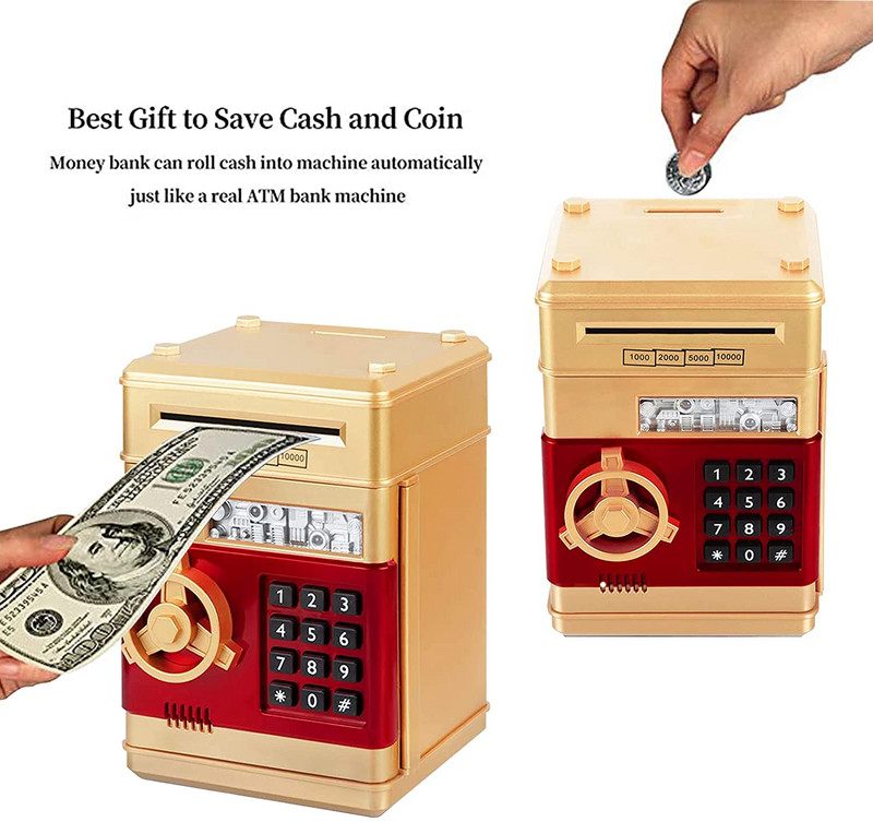 Elektronikus malacpersely kombinált zár Piggy Bank automata érme készpénzes befizető pult mini széf ünnepi születésnapi ajándékokhoz