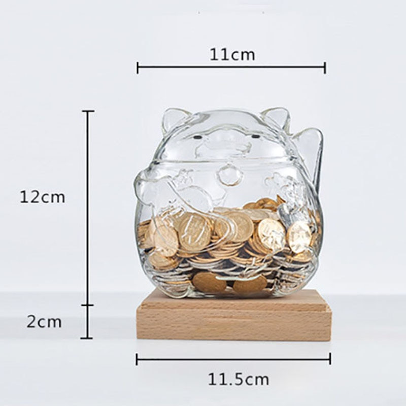 Pușculiță de sticlă Pușculiță cu semn de pisică Pușculiță de desene animate Pușculiță în formă de pisică Ornamente de artizanat din sticlă Cutie de depozitare pentru monede