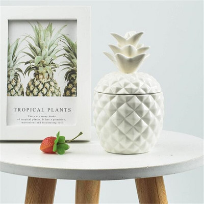Буркан за съхранение Фигурки от ананас Керамичен органайзер за бижута Кутия Уплътнение Контейнер за бонбони