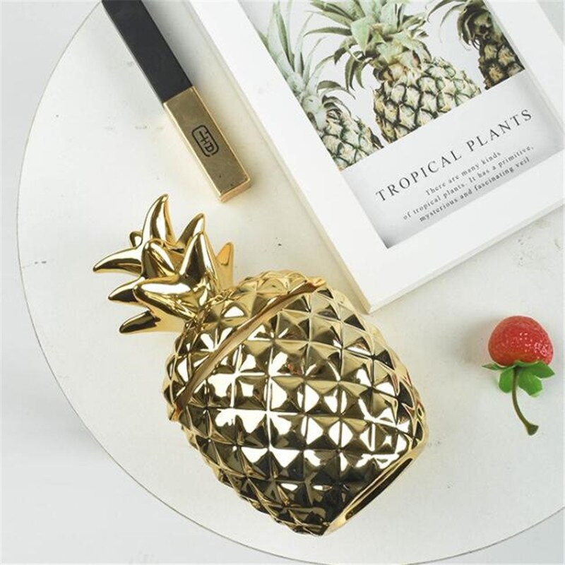 Буркан за съхранение Фигурки от ананас Керамичен органайзер за бижута Кутия Уплътнение Контейнер за бонбони