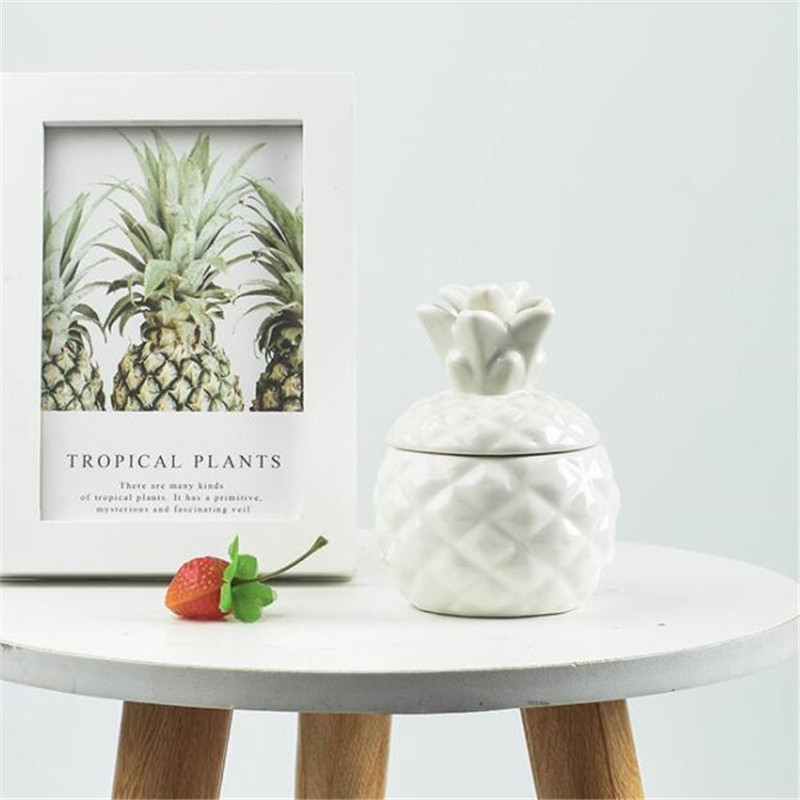 Буркан за съхранение Фигурки от ананас Керамичен органайзер за бижута Кутия Уплътнение Контейнер за бонбони