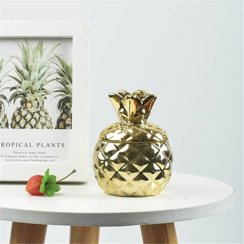 Буркан за съхранение Фигурки от ананас Керамичен органайзер за бижута Кутия Уплътнение Контейнер за бонбони