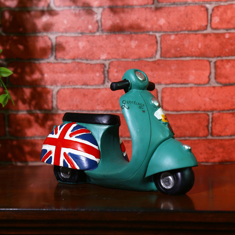 Zakka stil britanic din rășină pictată manual retro pușculiță motocicletă bancă de monede cadouri pentru decorarea casei figurine pentru jucării pentru copii