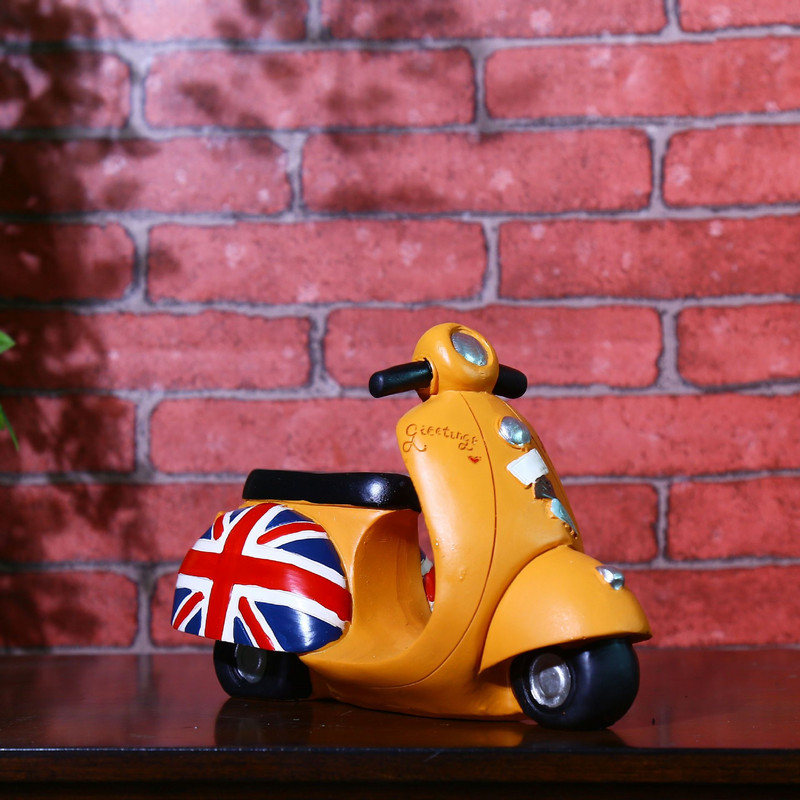 Zakka stil britanic din rășină pictată manual retro pușculiță motocicletă bancă de monede cadouri pentru decorarea casei figurine pentru jucării pentru copii
