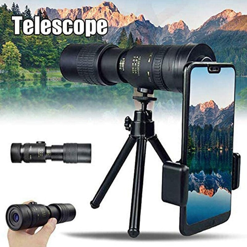 10-300X40 mm-es szuper telefotó zoom monokuláris teleszkóp telefontartóval és állvánnyal madárvadászathoz túrázáshoz