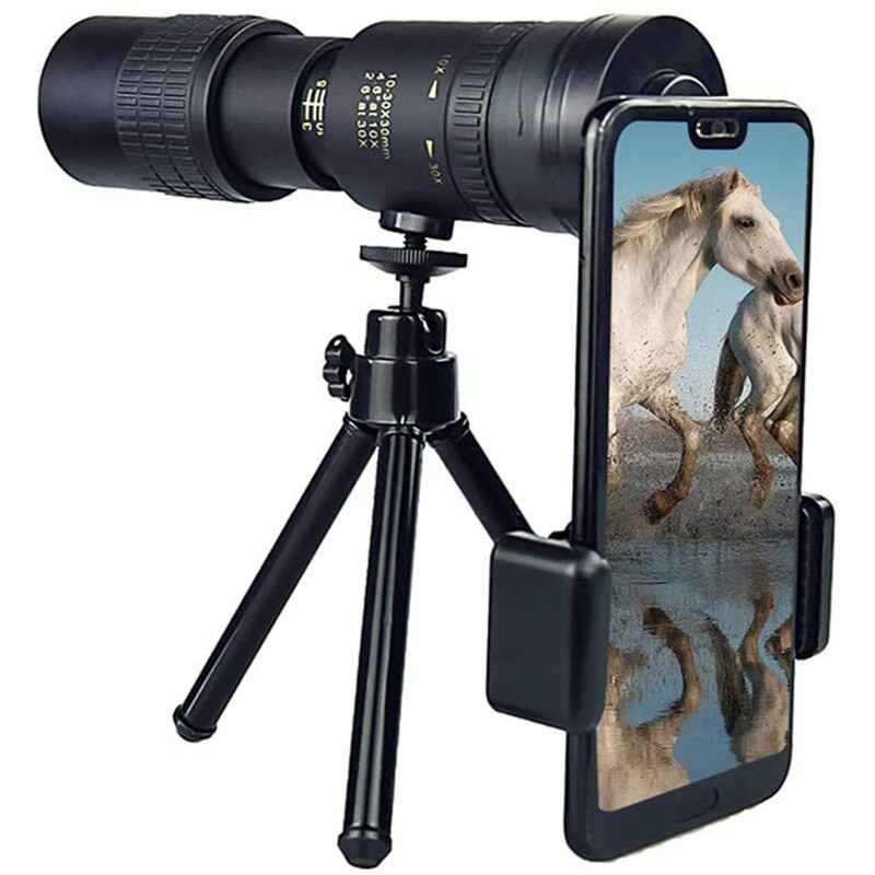 10-300X40 mm-es szuper telefotó zoom monokuláris teleszkóp telefontartóval és állvánnyal madárvadászathoz túrázáshoz