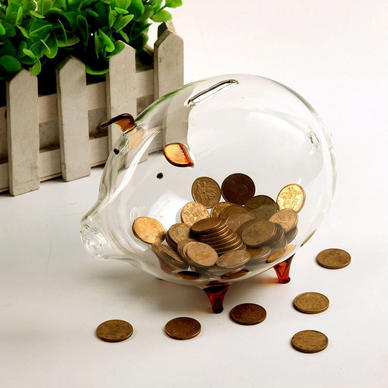 Pușculiță Pușculiță din sticlă Pușculiță transparentă Oală decorativă de economisire Cutie de bani minunată pentru decor Cadou Acasă Copii