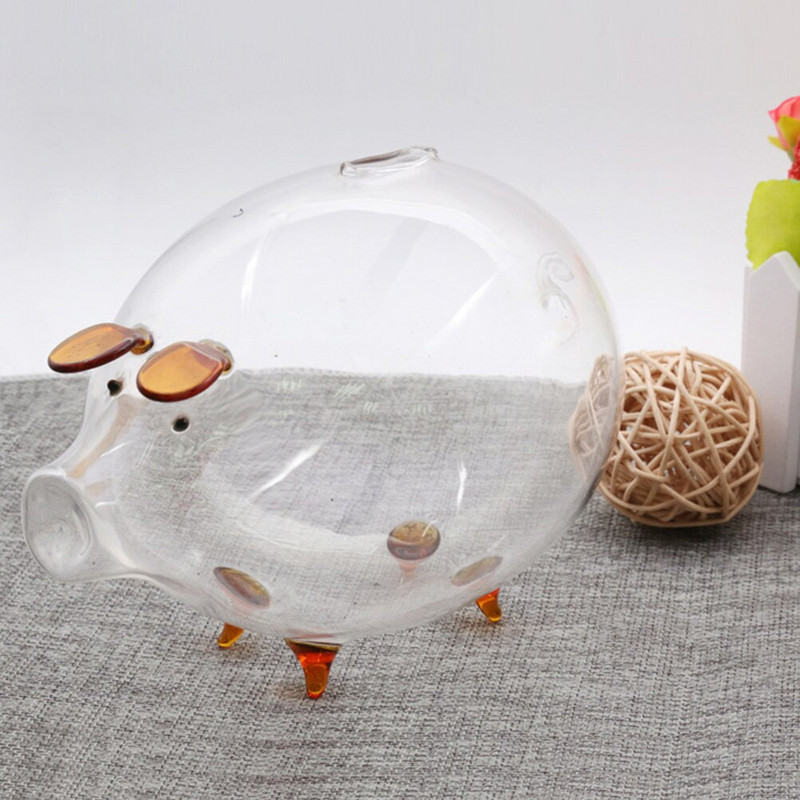 Pușculiță Pușculiță din sticlă Pușculiță transparentă Oală decorativă de economisire Cutie de bani minunată pentru decor Cadou Acasă Copii
