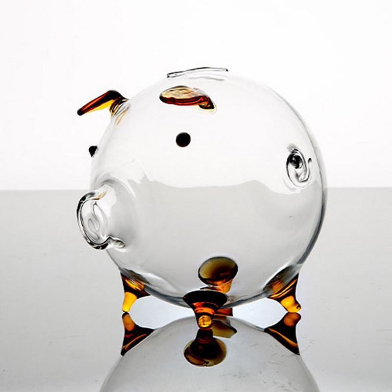 Pușculiță Pușculiță din sticlă Pușculiță transparentă Oală decorativă de economisire Cutie de bani minunată pentru decor Cadou Acasă Copii