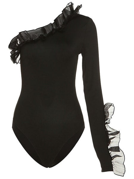 Elegantne musta värvi tülliga naiste body