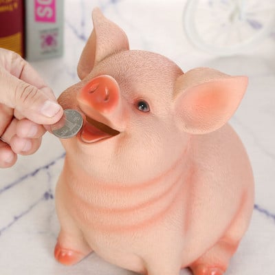 Cute Large Pig Piggy Bank Kids Money Box Μετρητά χαρτί κέρμα Χρηματοκιβώτιο Βάζο alcancias Cartoon Resin Moneybox Μηχάνημα κατάθεσης