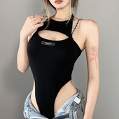 Alkalmi női body kivágott résszel - fekete színű