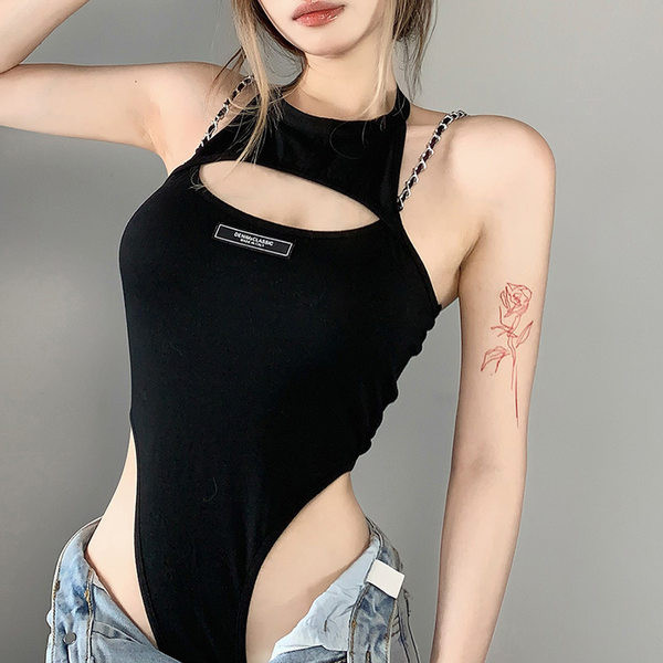 Alkalmi női body kivágott résszel - fekete színű
