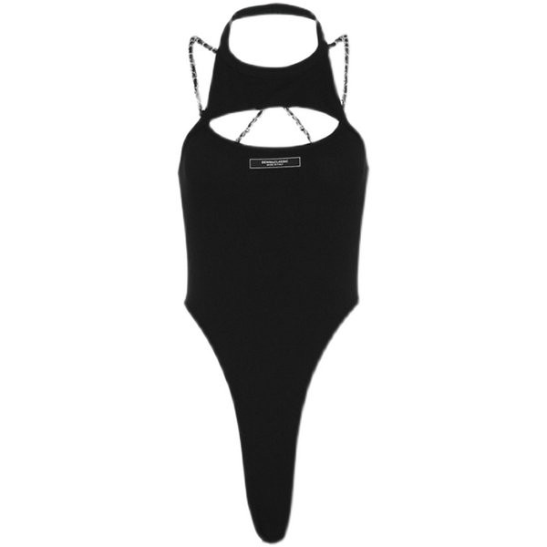 Alkalmi női body kivágott résszel - fekete színű