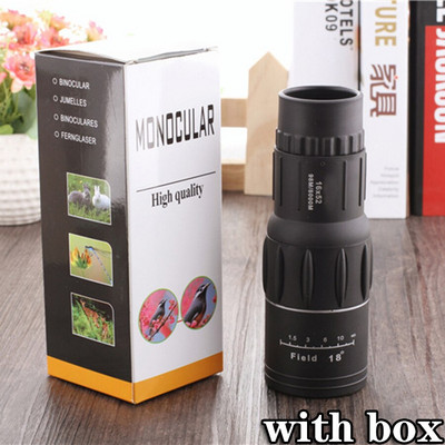 Nešiojamas 16 x 52 aukštas žiūronai HD monokulinis teleskopas Plastikiniai žiūronai lauko sportui teleskopas silpnai apšviestas naktinis matymas