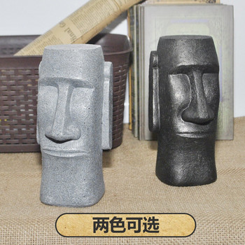 Νέο δημιουργικό Easter Island Stone Man Κουτί εξοικονόμησης χρημάτων Ρητίνη Piggy Bank Μαύρο γκρι Κομψή Τράπεζα νομισμάτων Moai