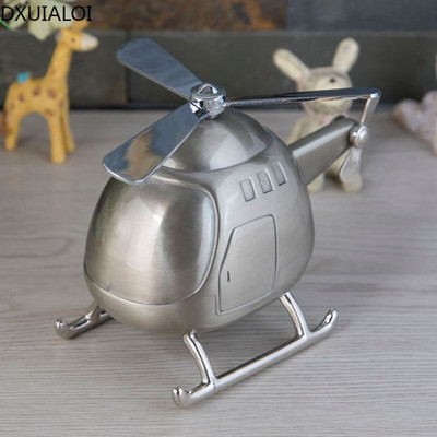 Διακόσμηση σπιτιού Creative Helicopter Piggy Bank Metal Craft Airplane Piggy Bank Διακόσμηση σπιτιού Παιδικό δώρο DXUIALOI