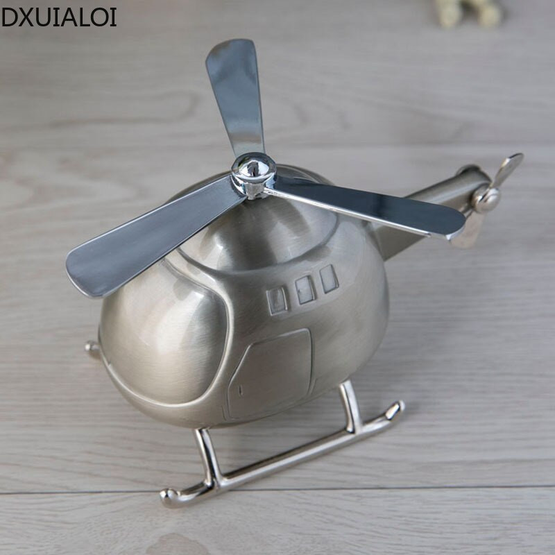 Декорация на дома Творчески Хеликоптер Касичка Метални занаяти Самолет Касичка Декорация на дома Детски подарък DXUIALOI