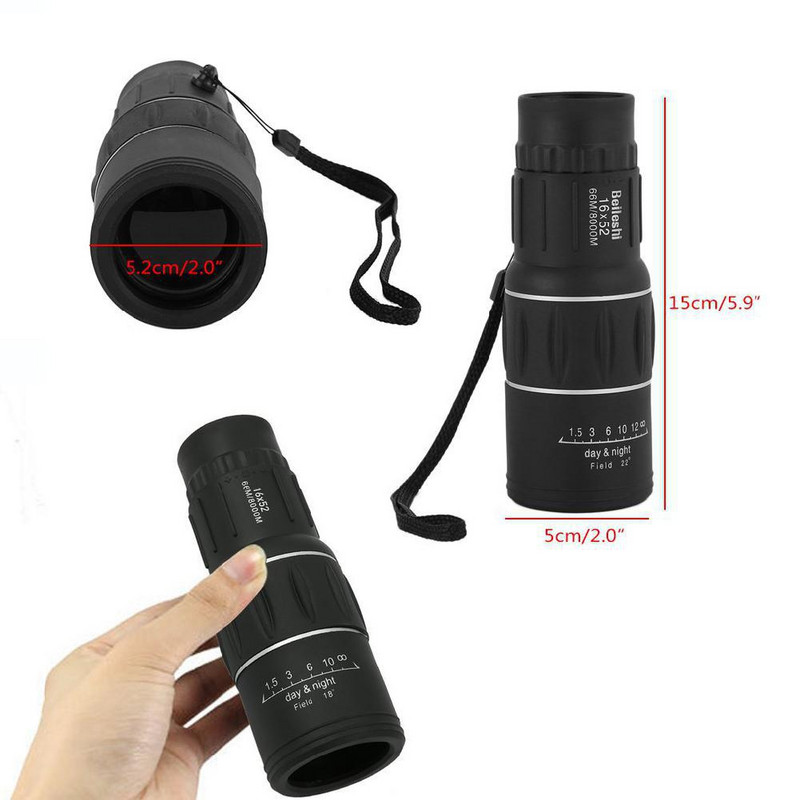 Nagy teljesítményű HD monokuláris teleszkóp 16x52 távcső Tourism Spyglass LLL Night Vision kempingezéshez, gyermekajándék