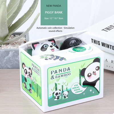 Pușculițe drăguțe Panda Cat Hoț Cutii de bani Jucărie Cadou Cutii de bani pentru copii Fură automată de monede Pușculiță Cutie de economisire a banilor Cutie de bani