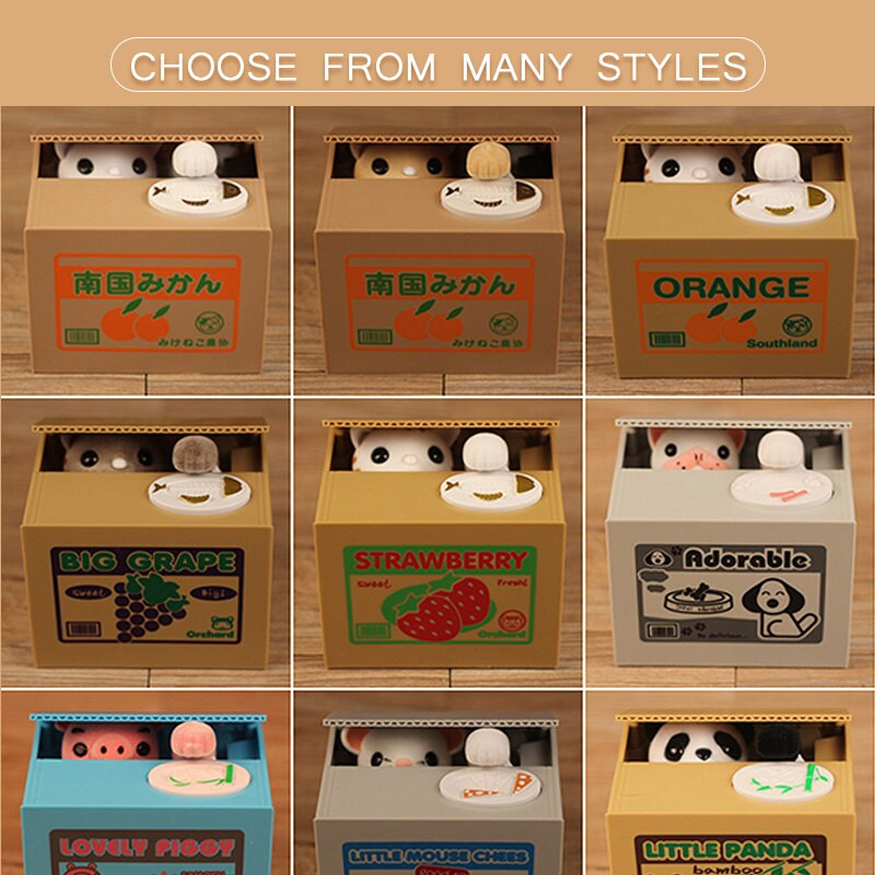 Pușculițe drăguțe Panda Cat Hoț Cutii de bani Jucărie Cadou Cutii de bani pentru copii Fură automată de monede Pușculiță Cutie de economisire a banilor Cutie de bani