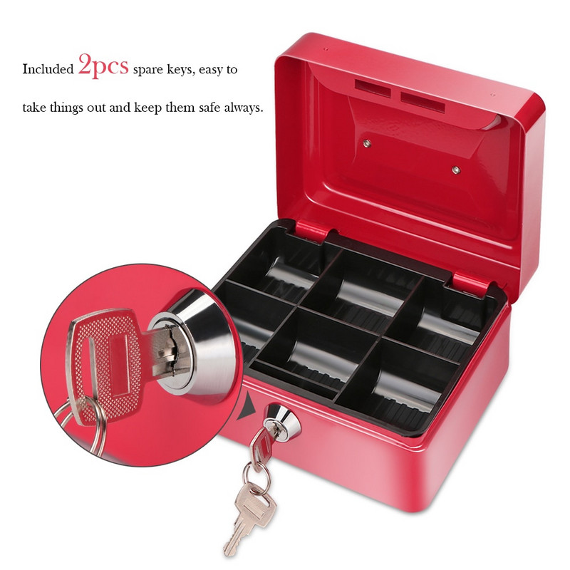Metalna kasa Kasa Prijenosna kasica za novčiće Kasica za novac s bravom Blagajna Kutija Depozit Kutija Kutija za pohranjivanje Uređenje doma