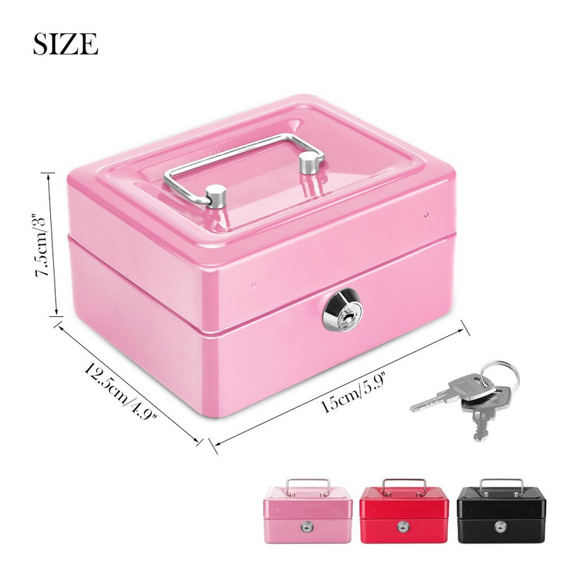 Metalna kasa Kasa Prijenosna kasica za novčiće Kasica za novac s bravom Blagajna Kutija Depozit Kutija Kutija za pohranjivanje Uređenje doma