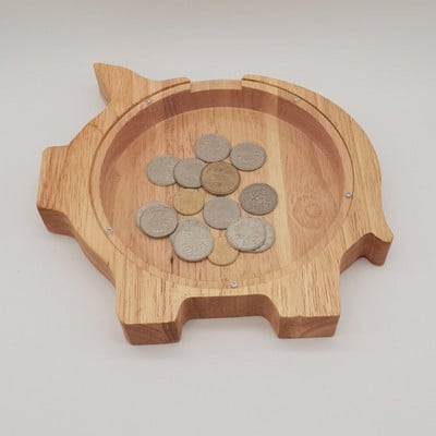 Medinė kiaulytė, miela gyvūno formos pinigų dėžutė, taupymo dėžutė monetoms, medžio amatams, vaikiškų pinigų indelis, atminimo dovanos