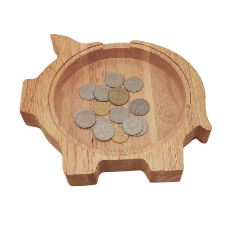 Medinė kiaulytė, miela gyvūno formos pinigų dėžutė, taupymo dėžutė monetoms, medžio amatams, vaikiškų pinigų indelis, atminimo dovanos