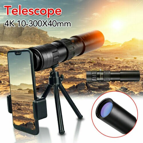 4k 10-300x40mm Teljesen optikai üveg kültéri teleszkóp teleszkópos szuper teleobjektív zoom monokulár éjjellátó vízálló