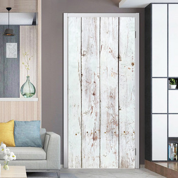 Αδιάβροχο αυτοκόλλητο πόρτας PVC Λευκό ξύλο Αυτοκόλλητη ταπετσαρία Πόρτες Ανακαίνιση σαλονιού Διακόσμηση κρεβατοκάμαρας Peel and stick αφίσα