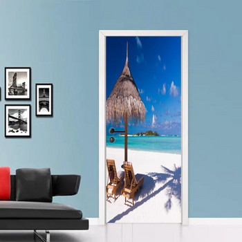 Seascape Παραλία Αυτοκόλλητα Πόρτας Υπνοδωμάτιο Μπάνιο Σαλόνι Τρισδιάστατη Διακόσμηση Ταπετσαρία Αυτοκόλλητη Βινυλική Αφίσα Παράθυρο Γυάλινη Τοιχογραφία