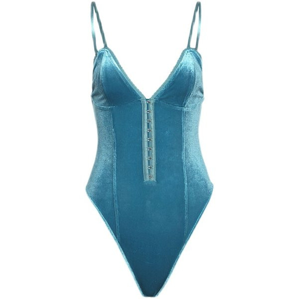 Stilingas moteriškas bodis su plonomis petnešėlėmis ir V formos iškirpte