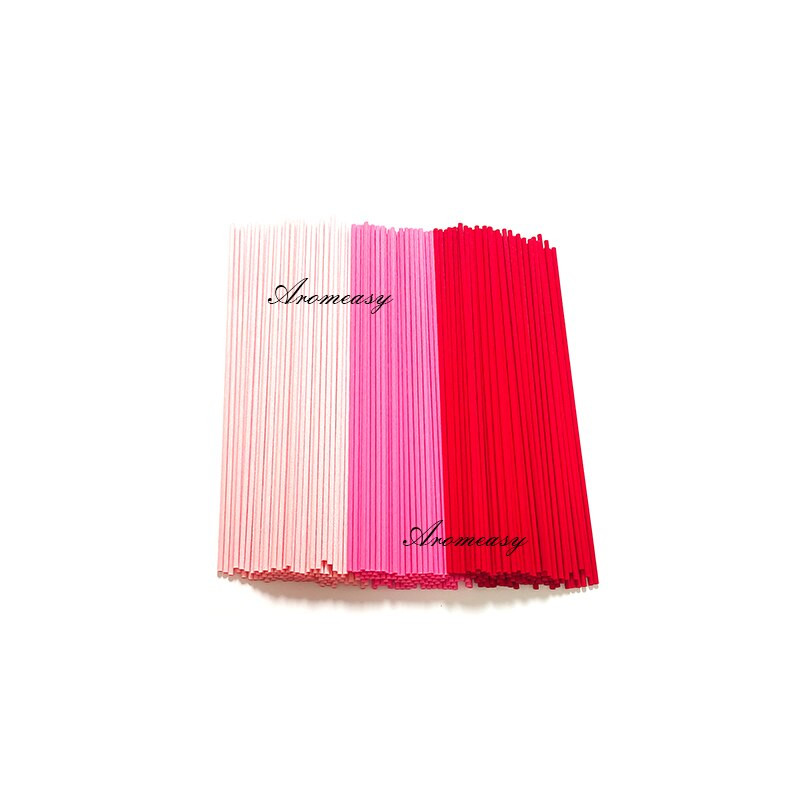 100 vnt / siunta Rožinės ir raudonos spalvos pluošto lazdelės, skirtos nendrių difuzoriaus ilgis 22 cm skersmuo 3 mm