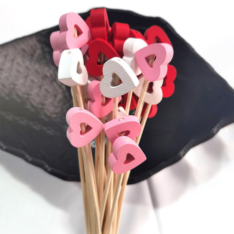 50 vnt. baltos/rožinės/raudonos širdies formos rotango lazdelės namų kvapui "Reed" difuzorius Aromaterapinis nendrių lazdelės "pasidaryk pats" namų dekoravimui