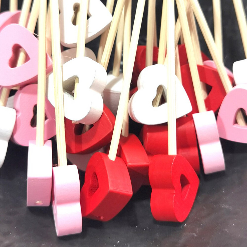 50 vnt. baltos/rožinės/raudonos širdies formos rotango lazdelės namų kvapui "Reed" difuzorius Aromaterapinis nendrių lazdelės "pasidaryk pats" namų dekoravimui