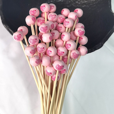 50 buc Bețișoare de schimb pentru difuzor de stuf roz „Ziua Îndrăgostiților Fericiți” cu bile din lemn Bastoane din ratan pentru accesorii pentru uleiuri esențiale