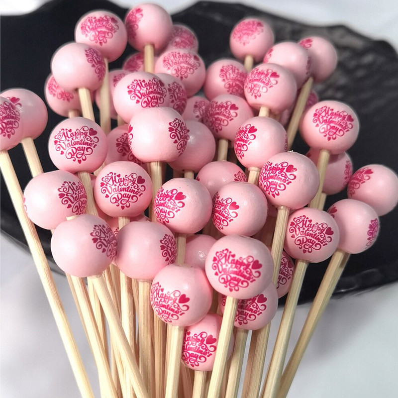 50 buc Bețișoare de schimb pentru difuzor de stuf roz „Ziua Îndrăgostiților Fericiți” cu bile din lemn Bastoane din ratan pentru accesorii pentru uleiuri esențiale
