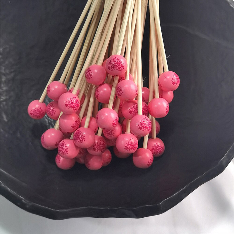 50db őszibarack "Boldog Valentin-napot" Reed diffúzor cserepálcika Fa golyós rattan pálcikák aromadiffúzor otthoni dekorációhoz