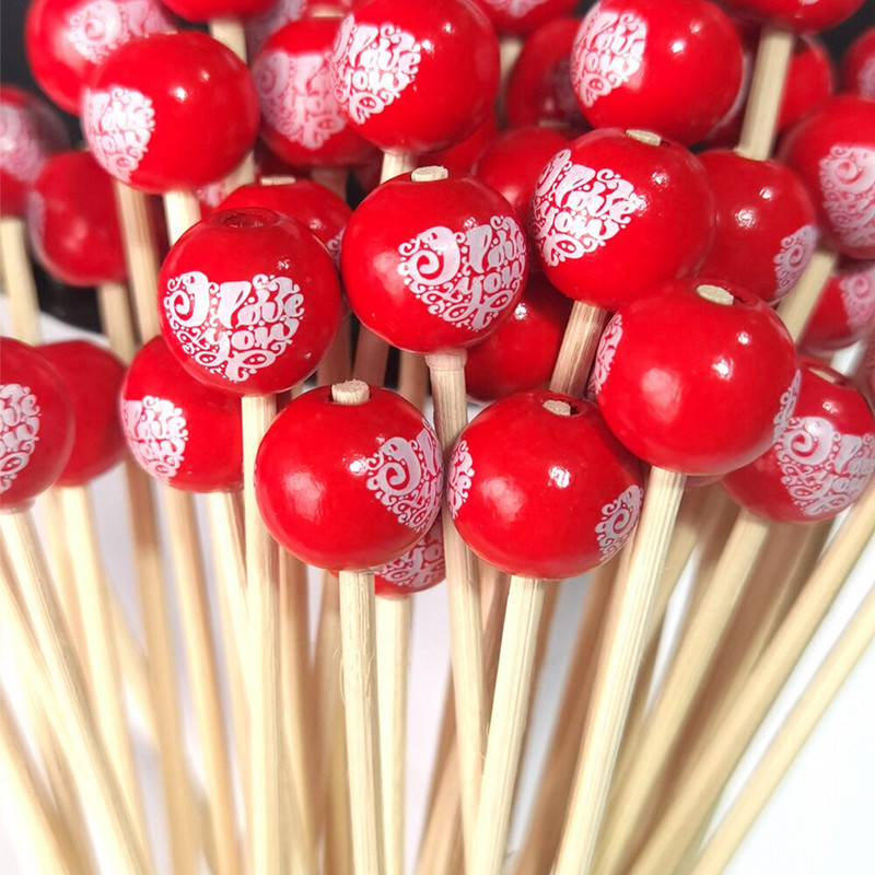 50db piros "I Love You" Reed diffúzor cserepálcikák Fa golyós rattan pálcikák aromaterápiás diffúzor tartozékokhoz