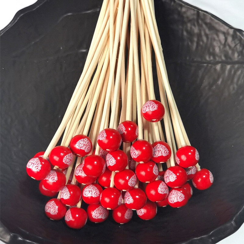 50db piros "I Love You" Reed diffúzor cserepálcikák Fa golyós rattan pálcikák aromaterápiás diffúzor tartozékokhoz