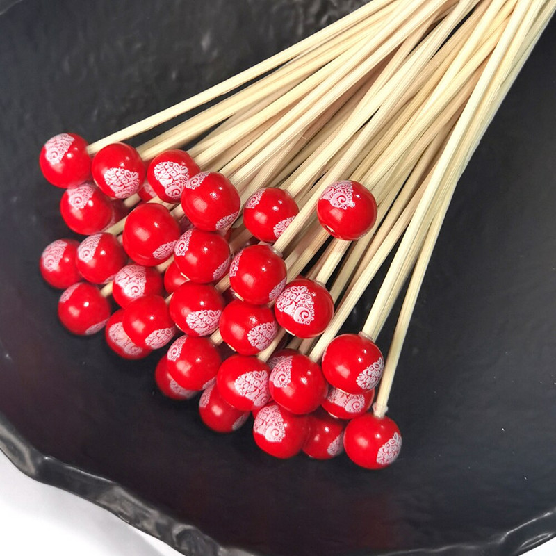 50db piros "I Love You" Reed diffúzor cserepálcikák Fa golyós rattan pálcikák aromaterápiás diffúzor tartozékokhoz