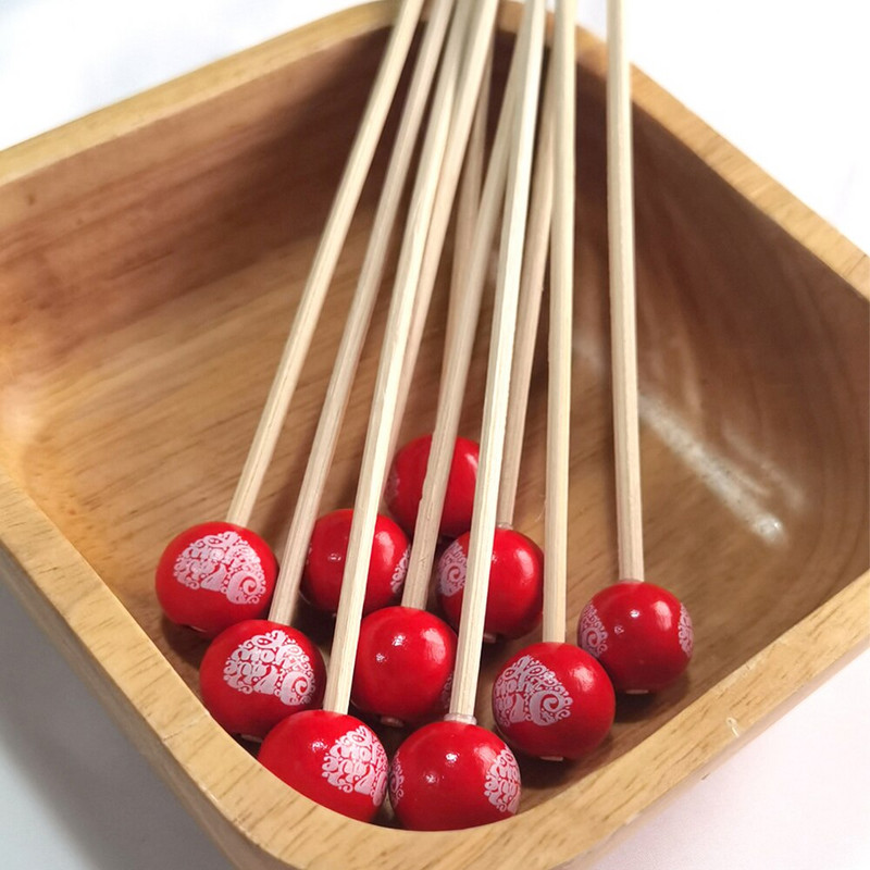 50db piros "I Love You" Reed diffúzor cserepálcikák Fa golyós rattan pálcikák aromaterápiás diffúzor tartozékokhoz
