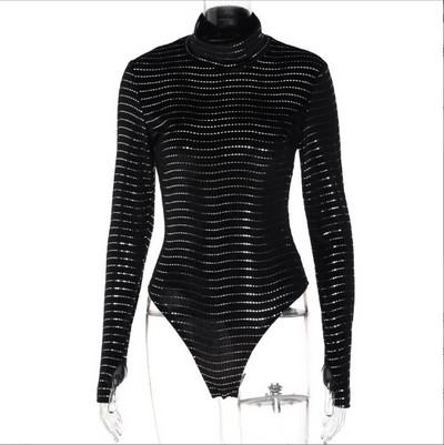 Body de dama modern cu guler inalt - culoare neagra